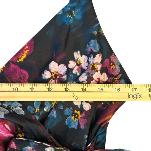 Express Fall Floral High Low Silk Satin Sexy Silhouette Dress Size Medium - Picture 7 of 12